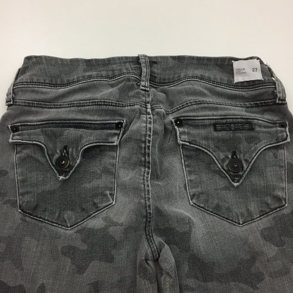 HUDSON Gray Mix Camo Print Collin Flap 5 Pocket Logo Hardware Skinny Jeans - Picture 8 of 12